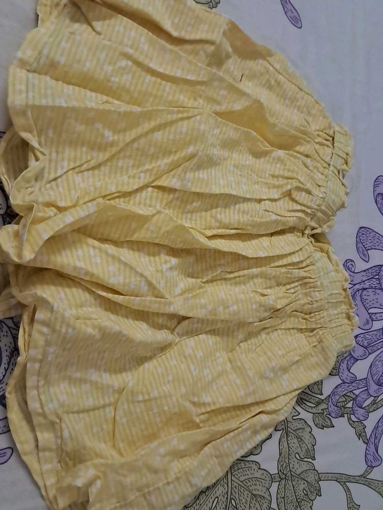 Cute Yellow Striped Short Skirt
