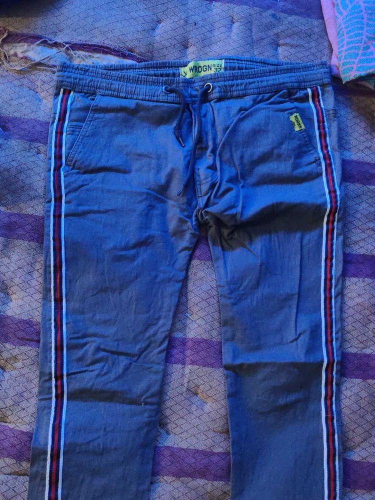 Wrogn Widgeon Blue Striped Joggers