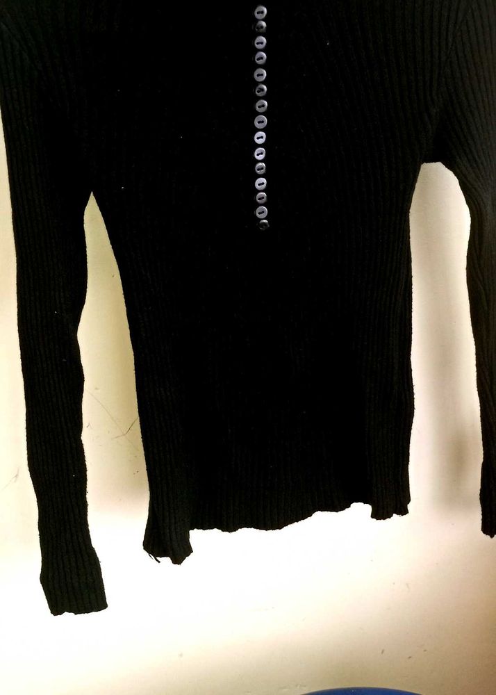 Black Colour Woolen Full Tshirt