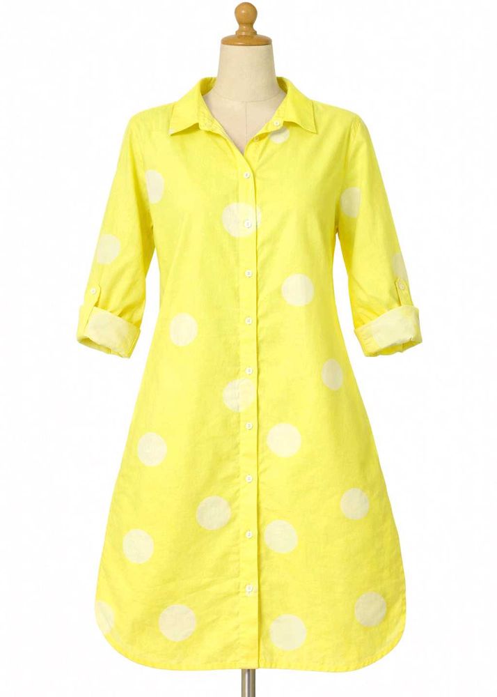 Yellow Polka Dot Shirt Dress