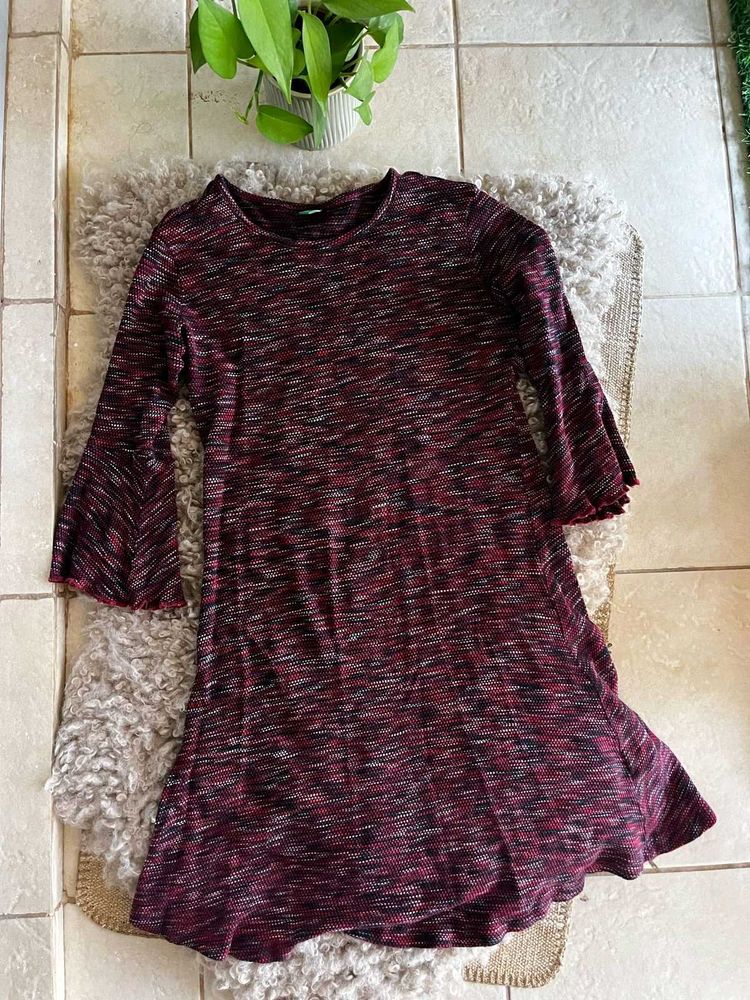 burgundy Full Sleeve Dress