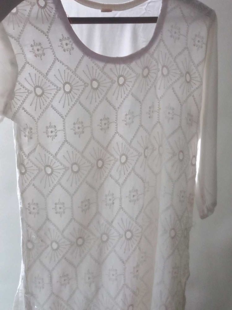 White Embroidered Kurti