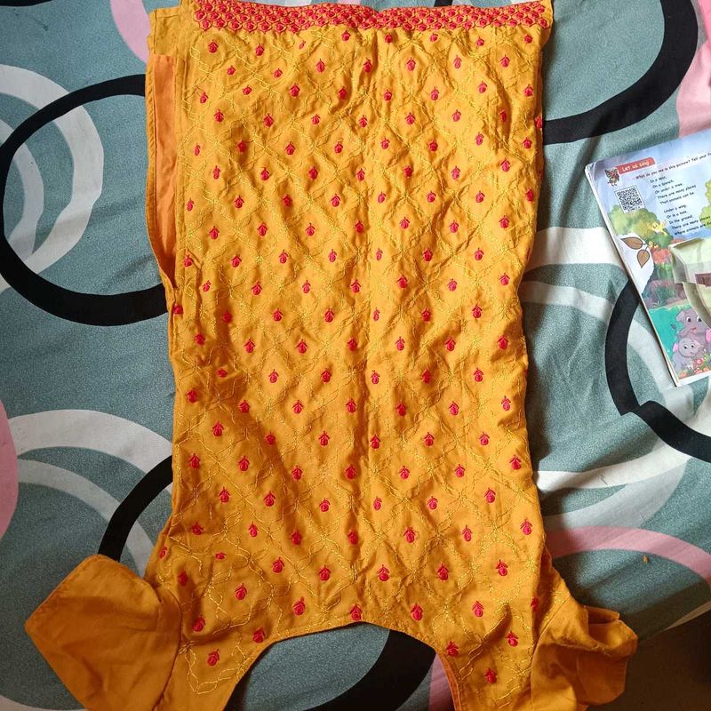 Yellow Embroidered Kurti