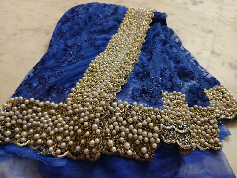 Elegant Blue Embellished Saree