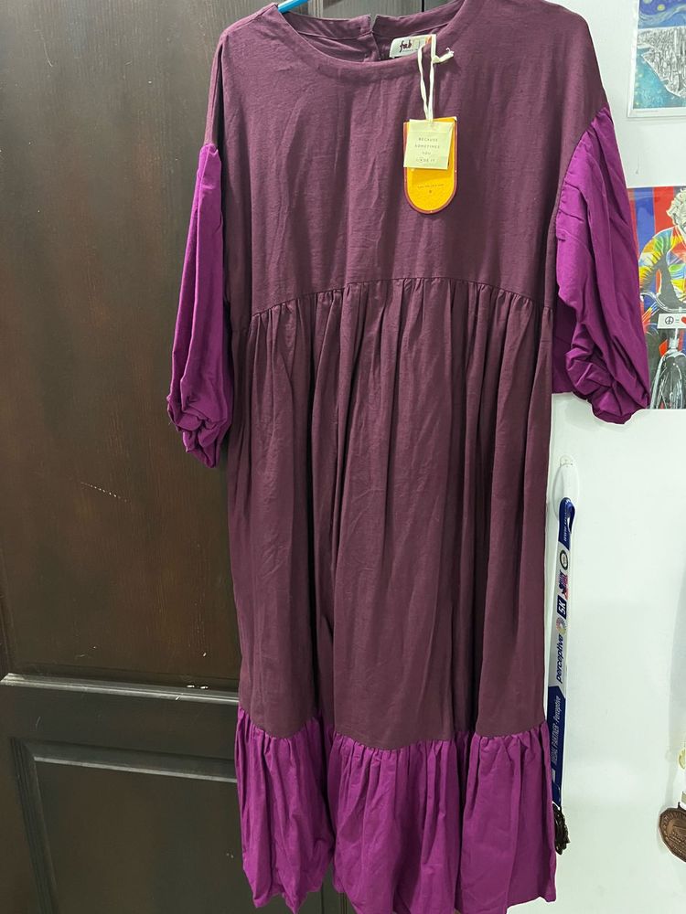 Purple Linen Midi Dress