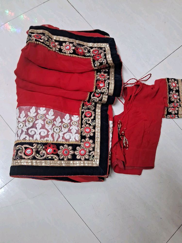 Red Saree with Blouse
