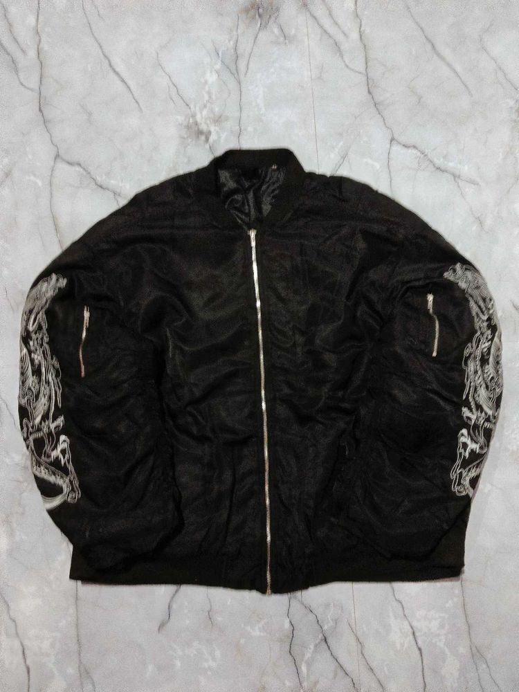 Dragon Embroidered Bomber Jacket