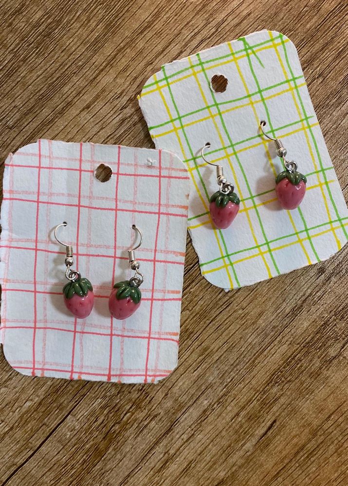 2 sets of Strawberry Dangle Earrings