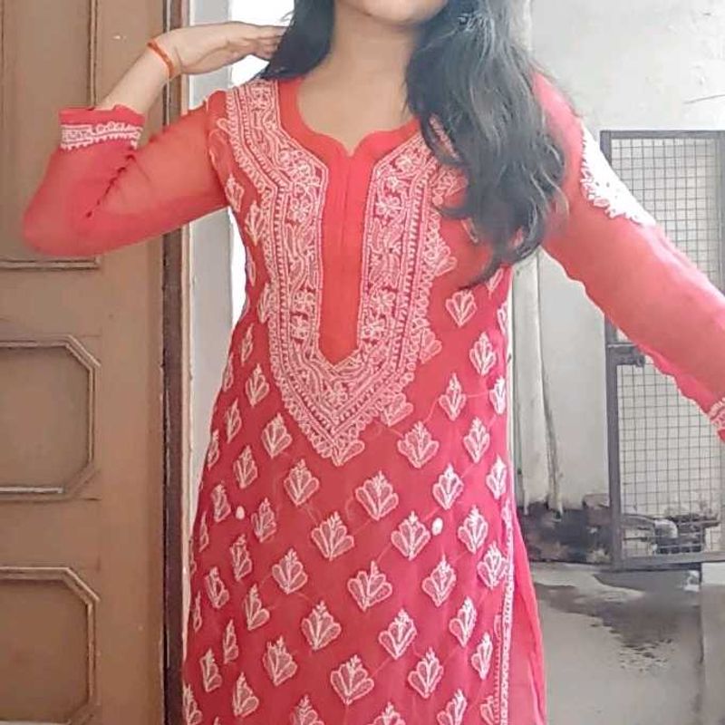 Pink Embroidered Kurta