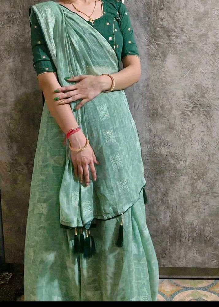 Green 3d effect Saree