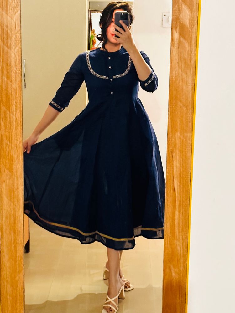 Sangria Blue Anarkali Kurta