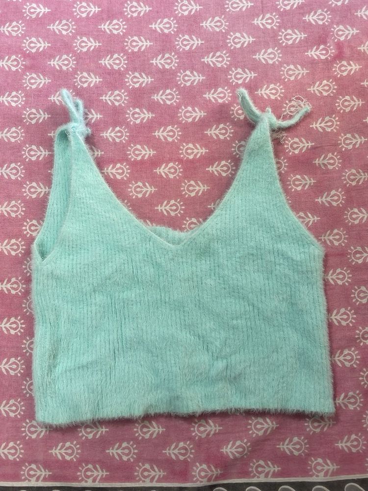Fuzzy Mint Green Crop Top