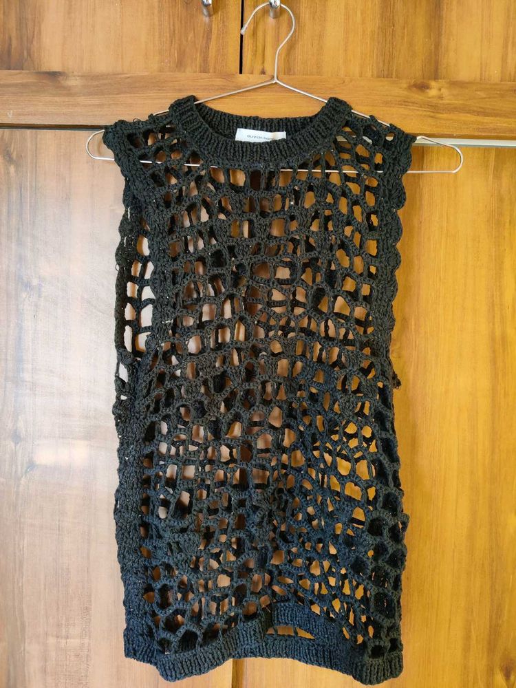 Brand New Black Mesh Top