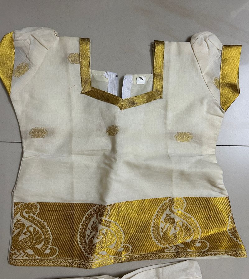 Baby Girl Traditional Wear Golden White