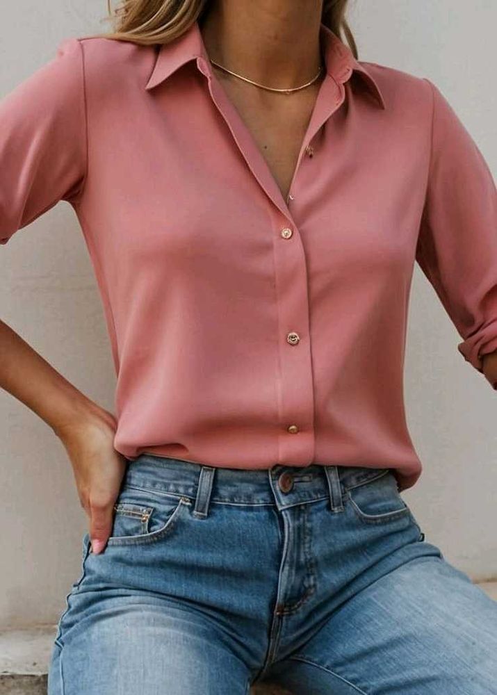 Dusty Rose Button-Down Top
