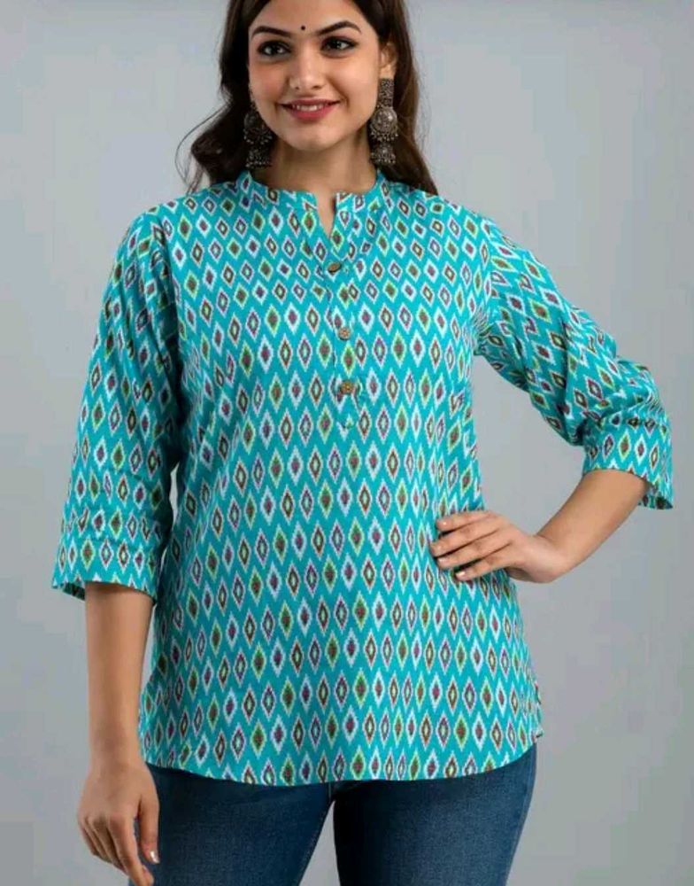 Stylish Blue Printed Tunic Top. used only one time