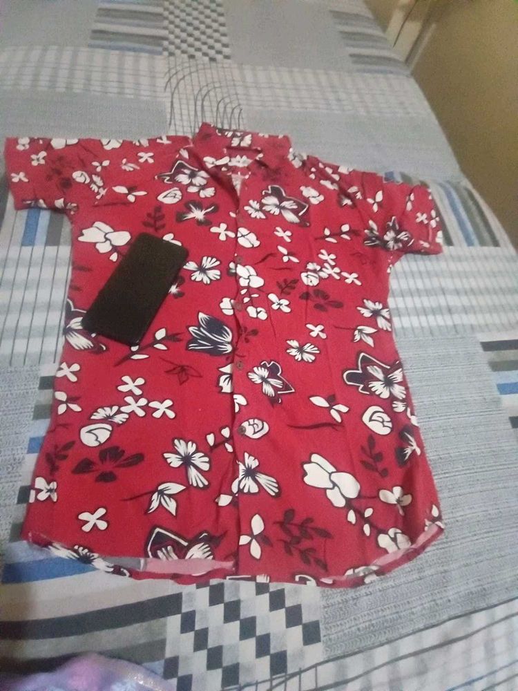 Red Floral Print Shirt