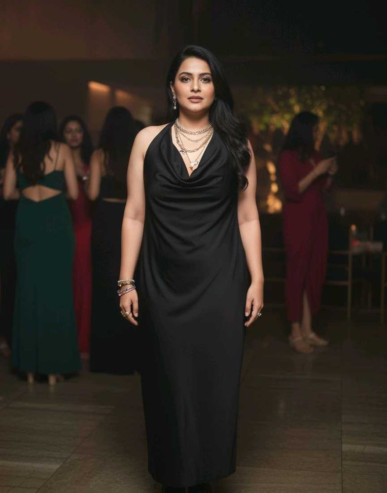 Elegant Black Halter Dress