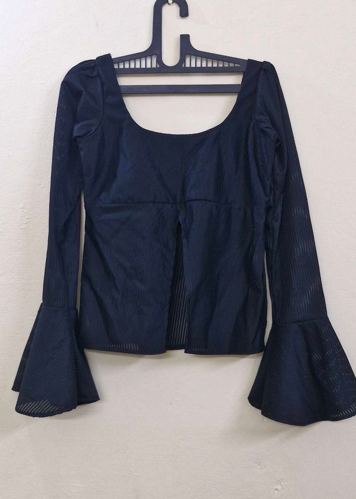 Front Slited Bell Sleeve Top