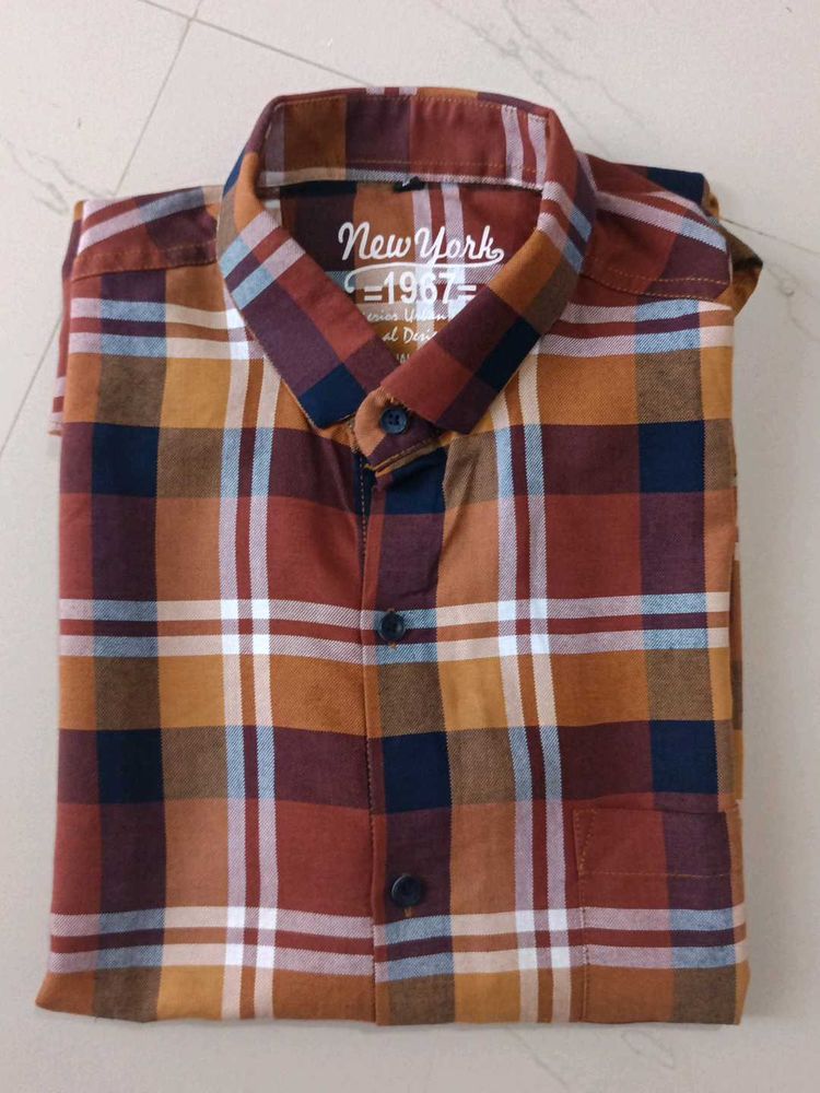 Brown Plaid Casual Shirt