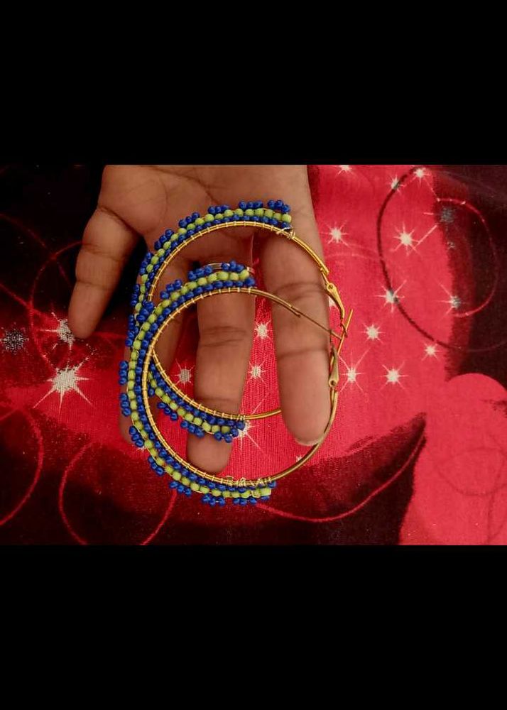 big size Beaded Hoop Earrings