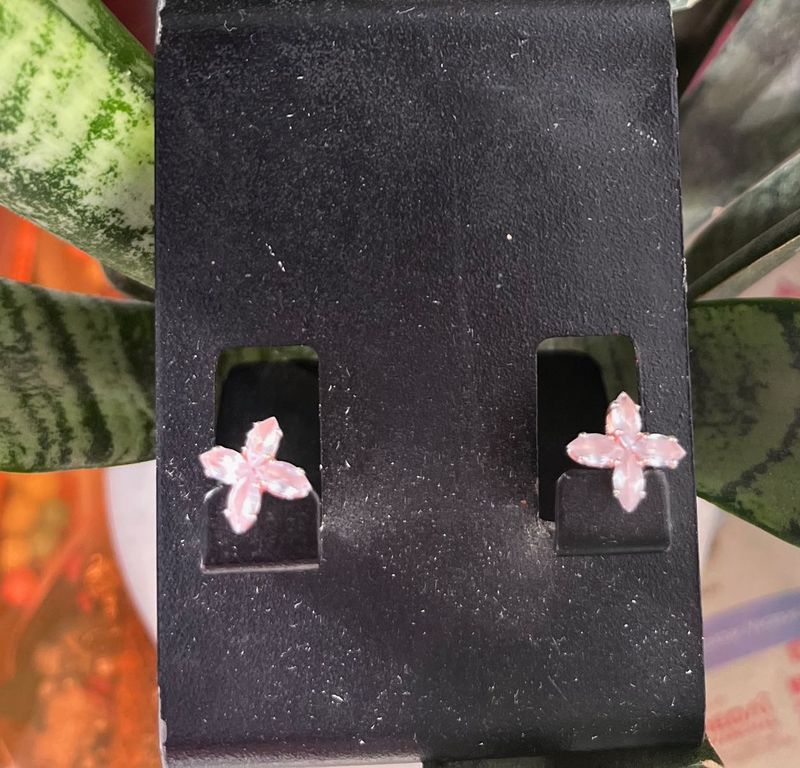 Pink Flower Earrings
