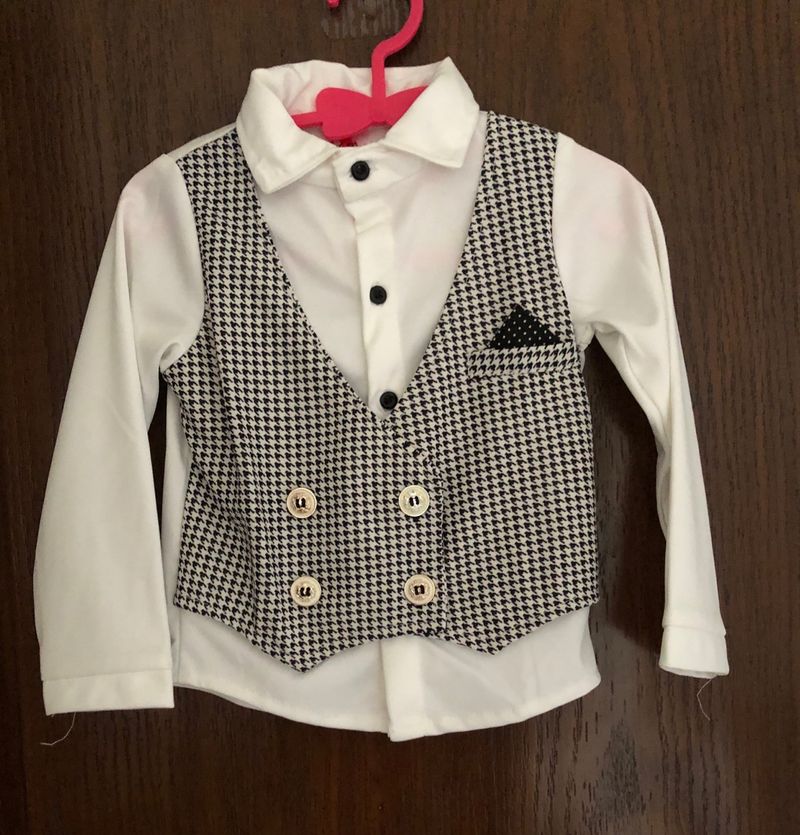 Infant Party Wear Set With Attached Waistcoat