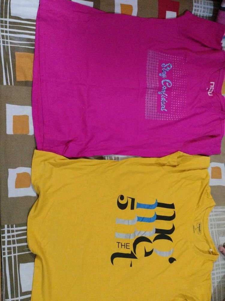 T-Shirt Bundle: Pink &amp; Yellow Graphic Tees