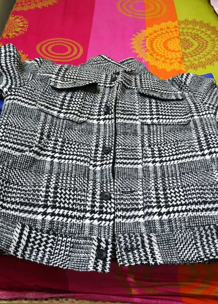 Women Winter Balck And White Coat