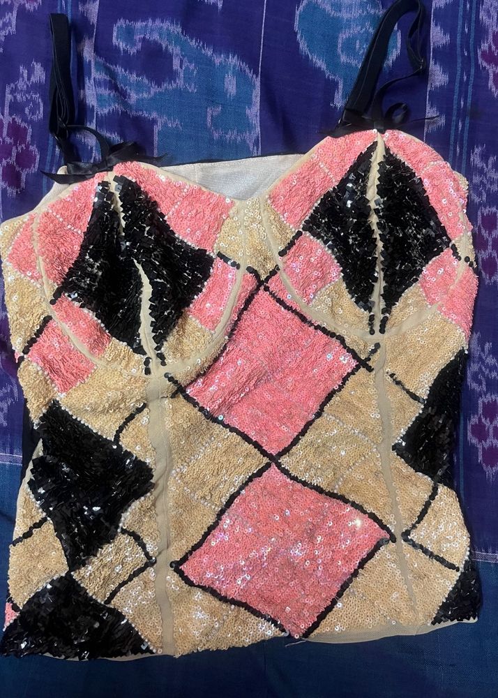 Sequin Embellished Crop Top