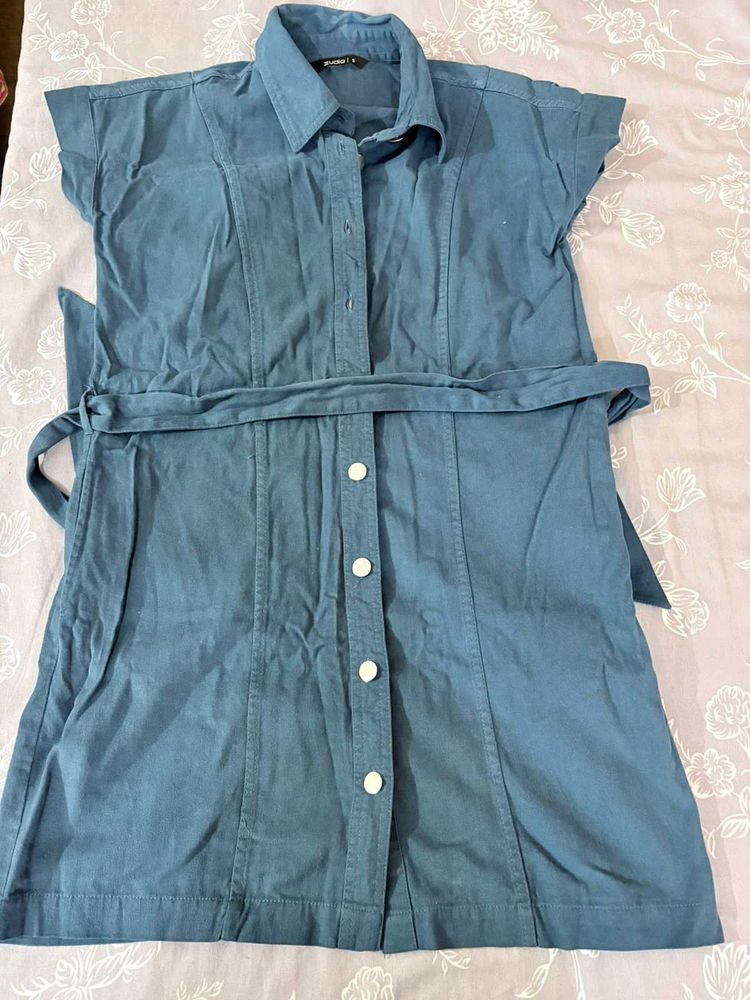 Stylish Blue Shirt Dress