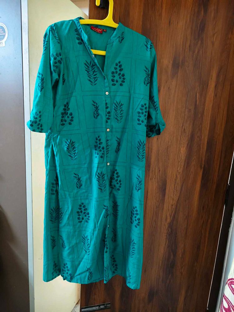 Green Printed Kurta Dress