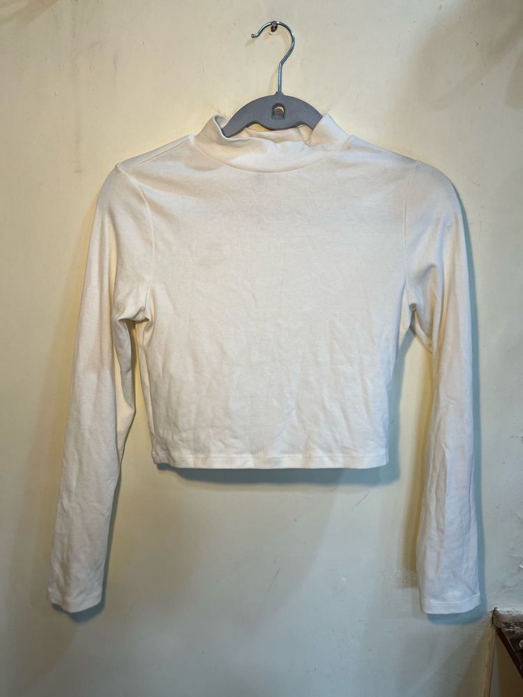 White Turtle Neck Long Sleeve Top