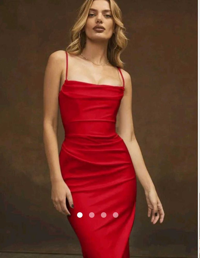Elegant Red Midi Slip Dress