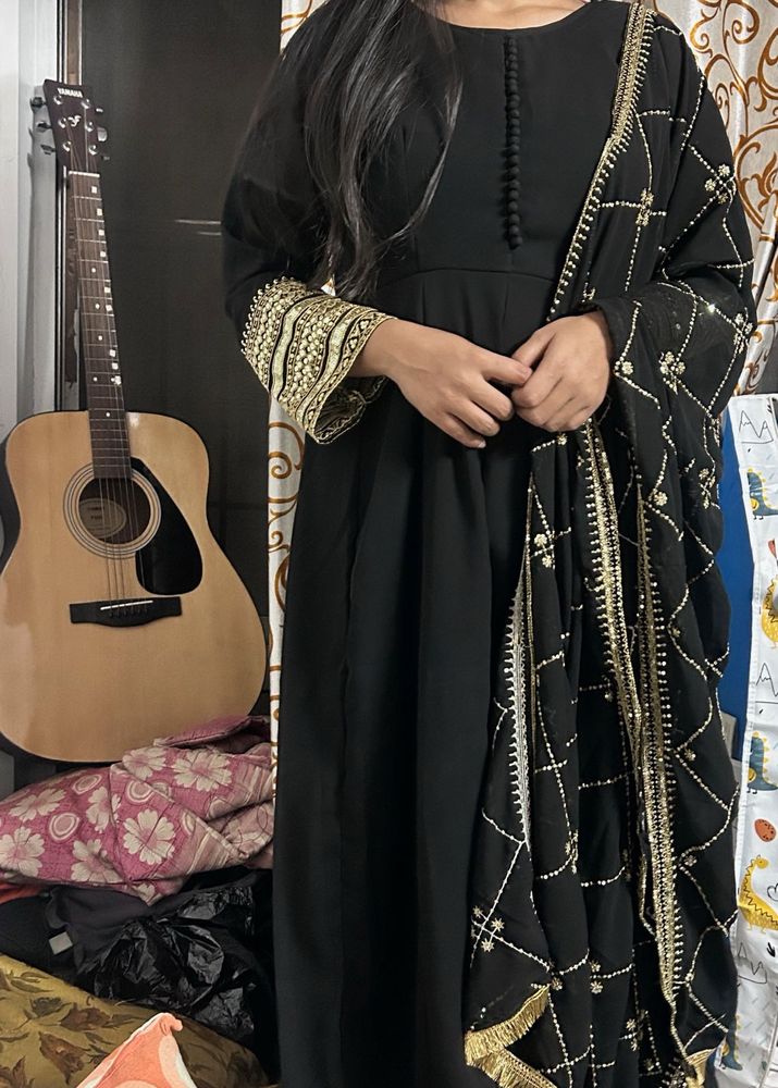 Women’s Trendy Black Anarkali Kurta And Dupatta