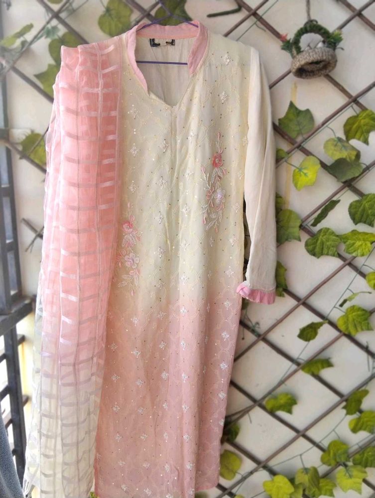 Peach and cream Kurta Set