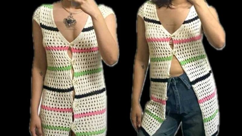 Crochet long top