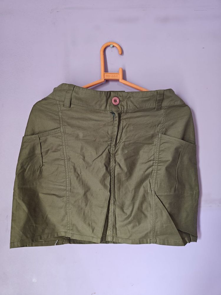 Olive Green Mini Skirt