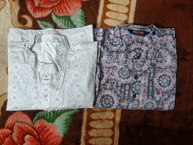 Patterned Men's Shirts - Set of 2