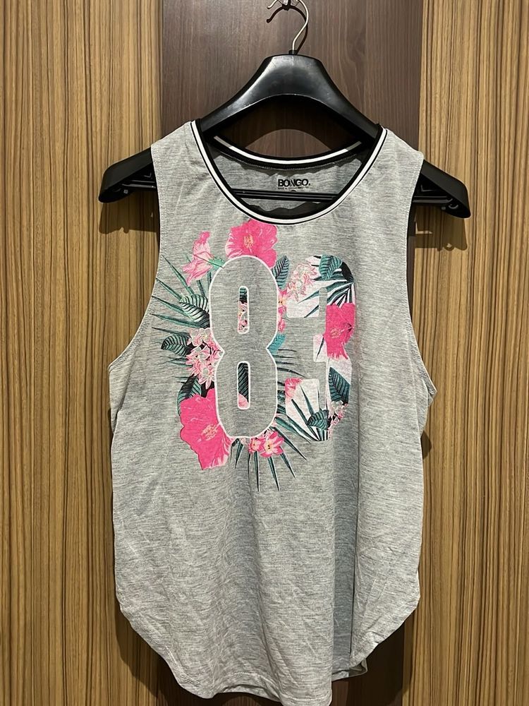 Gray Floral Tank Top