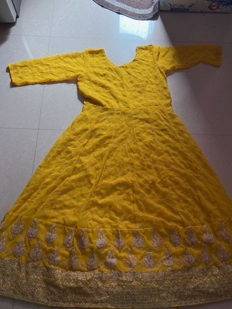 Yellow Embroidered Anarkali Dress