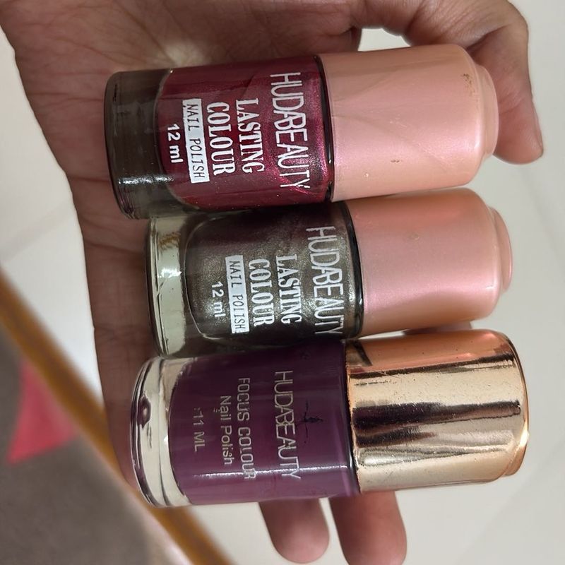Set Of 3 Hudabeauty Nail Enamel