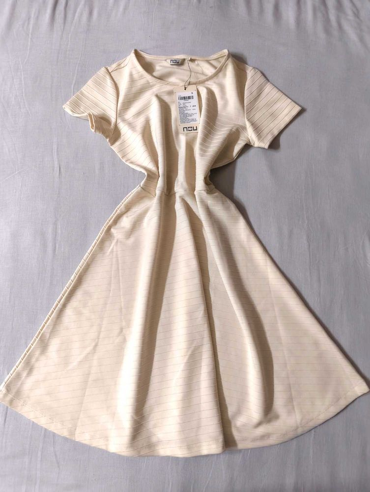 Cute Beige Skater Dress