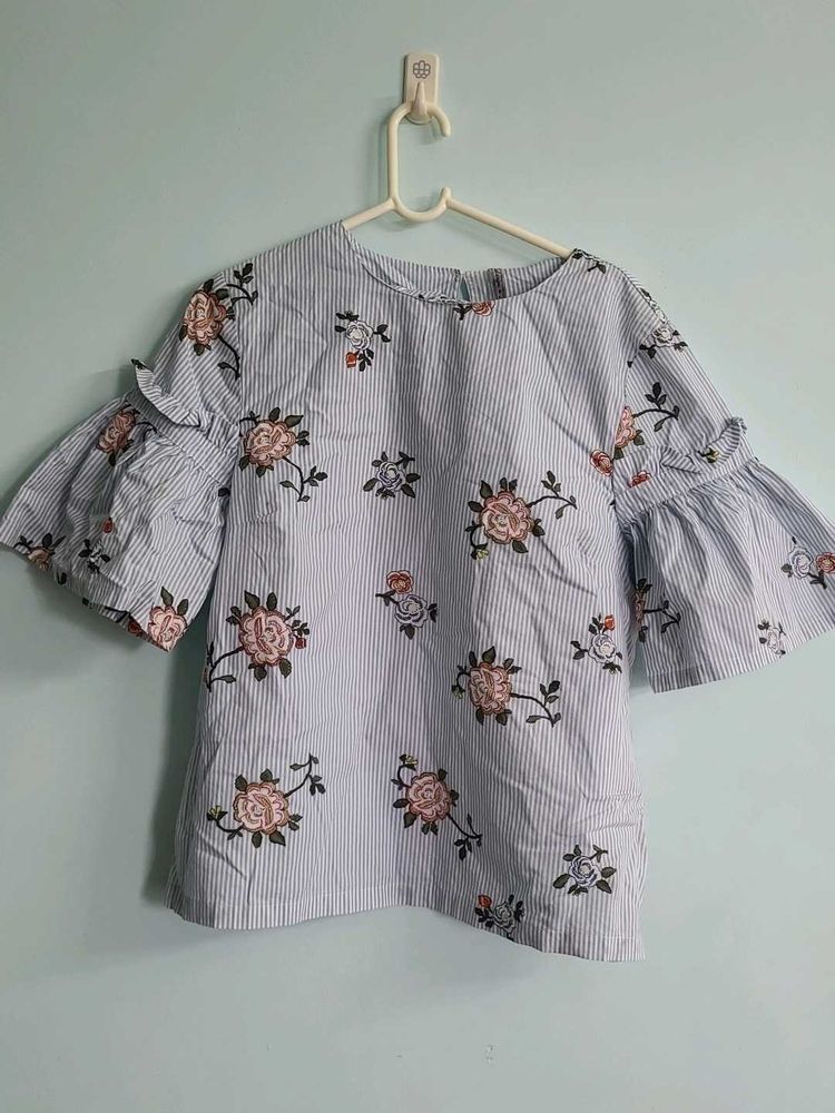 Striped Floral Top