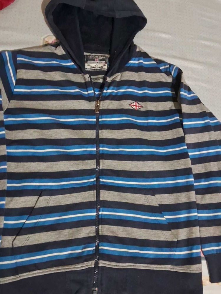 Striped Zip-Up Hoodie