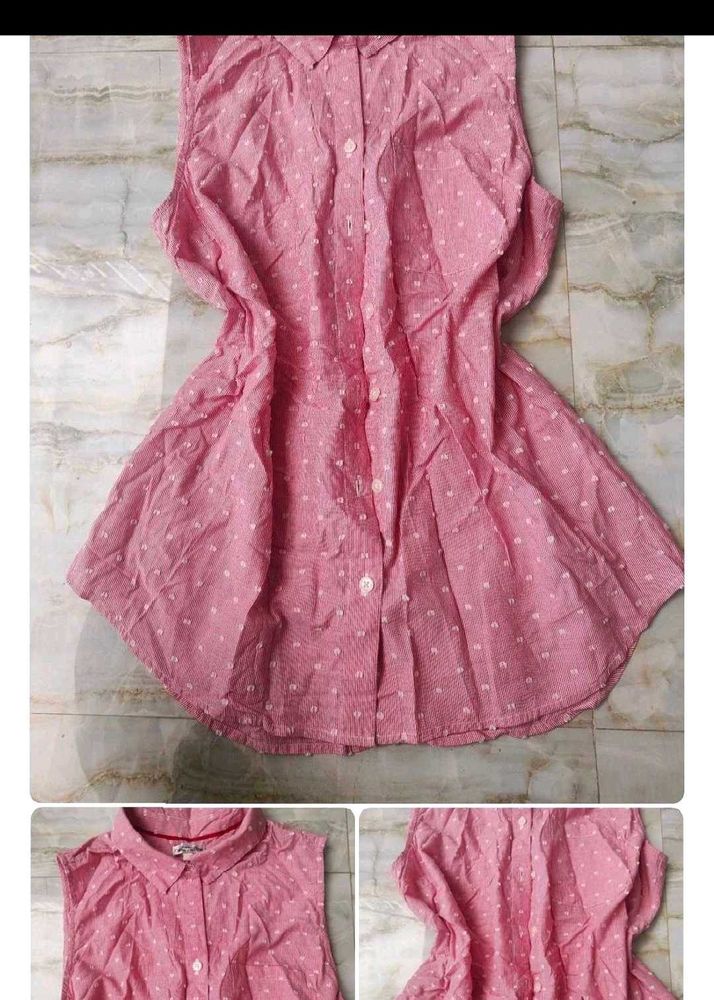 Pink Polka Dot Sleeveless Top