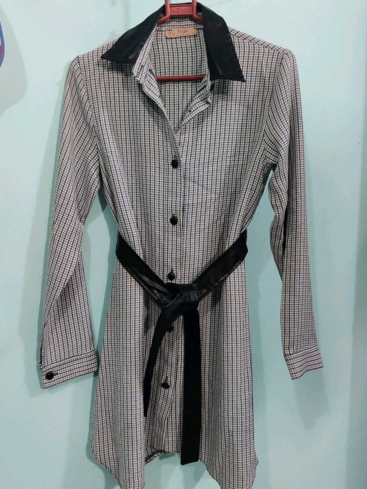 Women Dress With Leather Finish