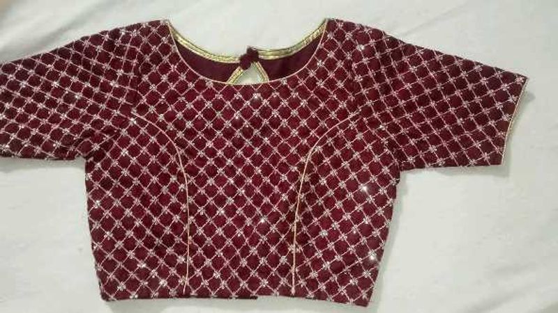 Maroon Embellished Saree Blouse