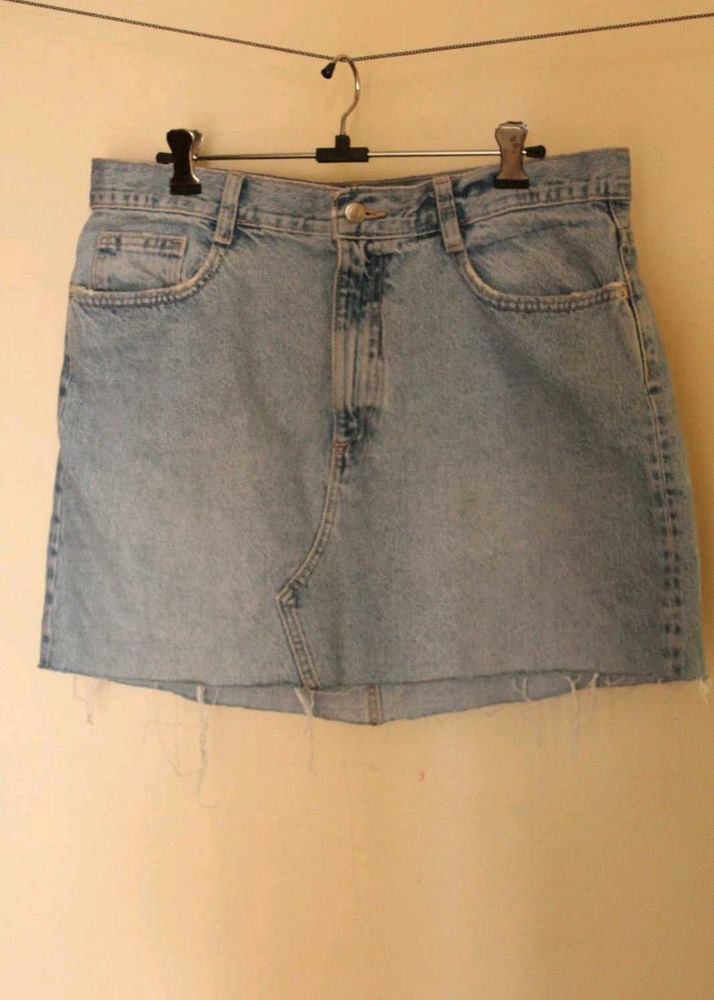 Zara Light Wash Denim Mini Skirt