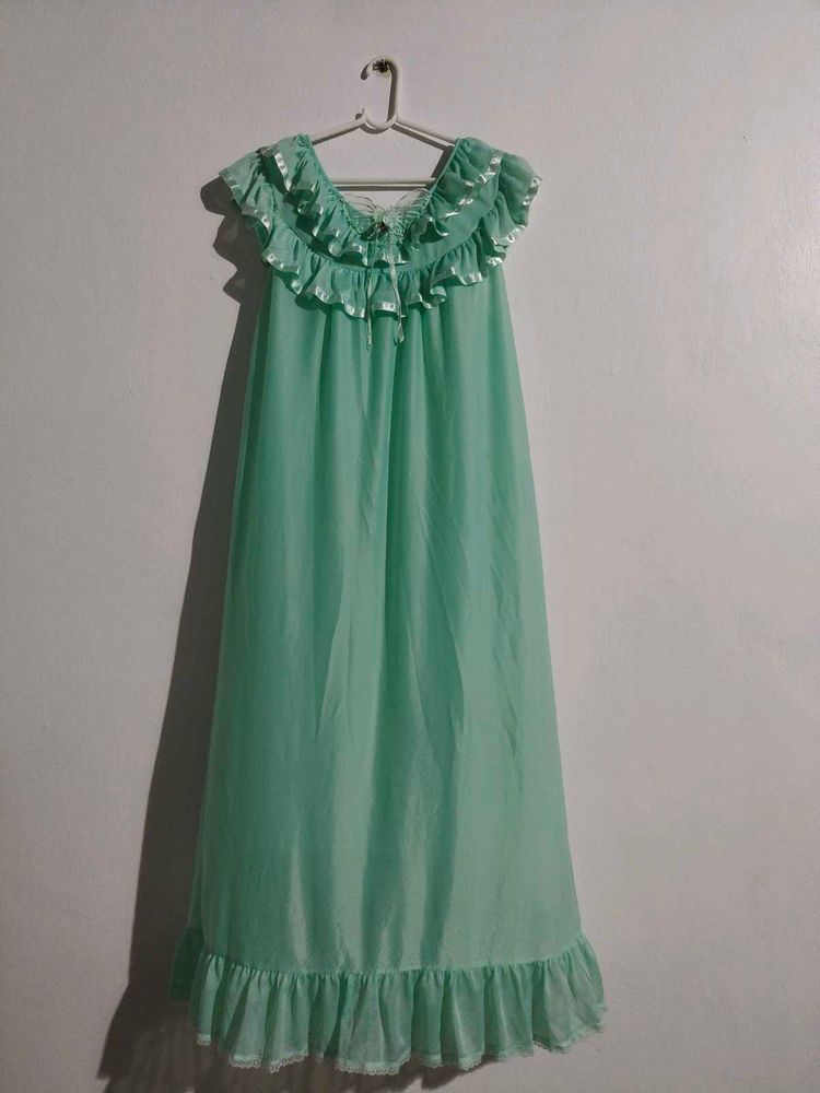 Vintage Green Ruffle Nightgown